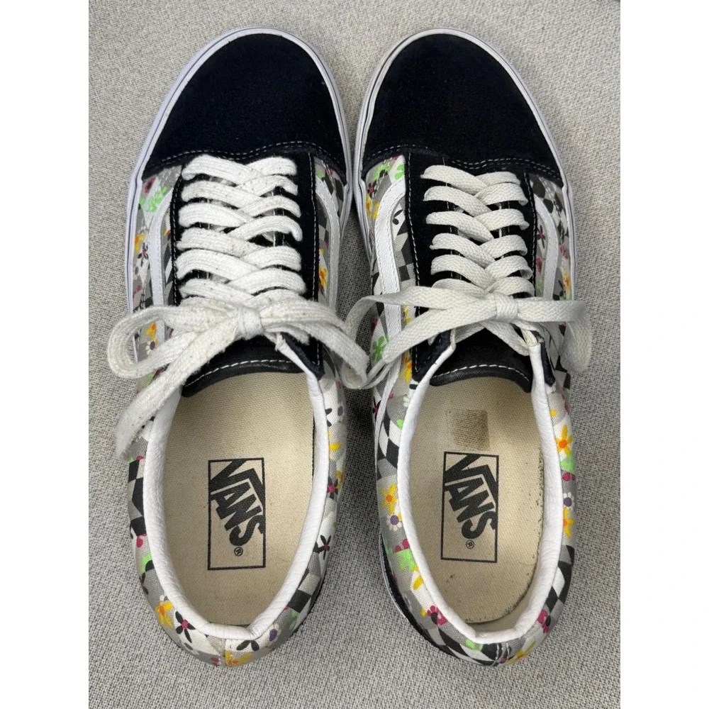 Vans Old Skool 3D Checkerboard‎ Floral Black Suede Skate Shoes Men 11 Women 12.5